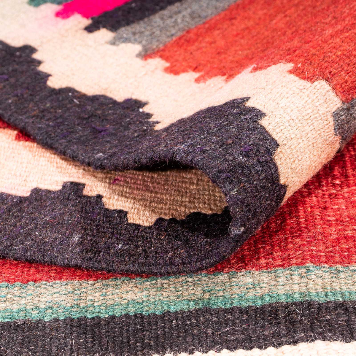 Runner Kelim-matta - gammal - 370 x 145 cm - flerfärgad