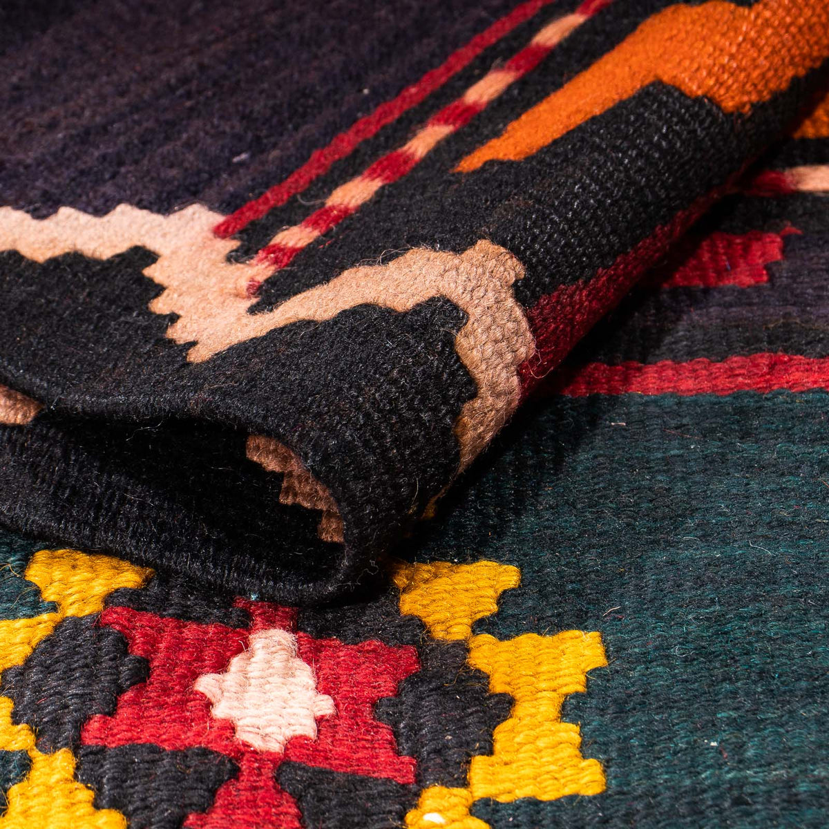 Runner Kelim-matta - gammal - 340 x 140 cm - flerfärgad