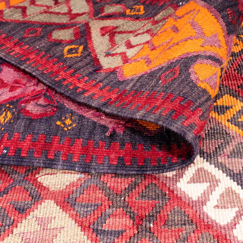 Runner Kelim-matta - gammal - 375 x 140 cm - flerfärgad