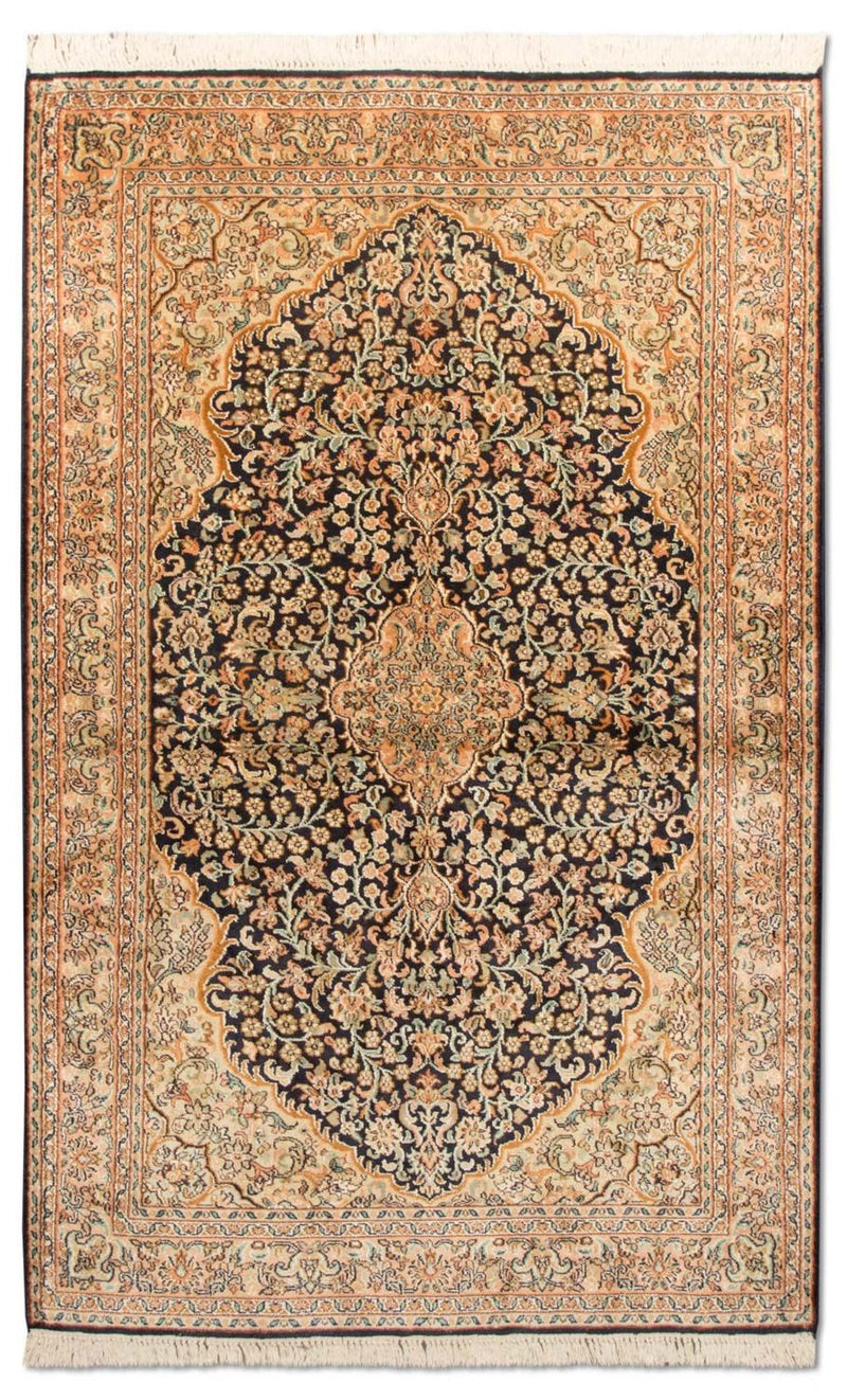 Sidenmatta - Kashmir Silk - 153 x 93 cm - mörkblå