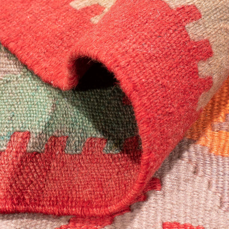 Runner Kelim-matta - gammal - 410 x 150 cm - röd