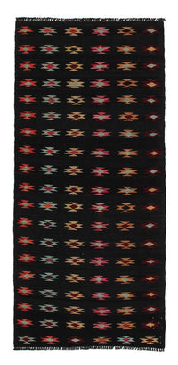 Runner Kelim Carpet - Splash - 195 x 85 cm - svart