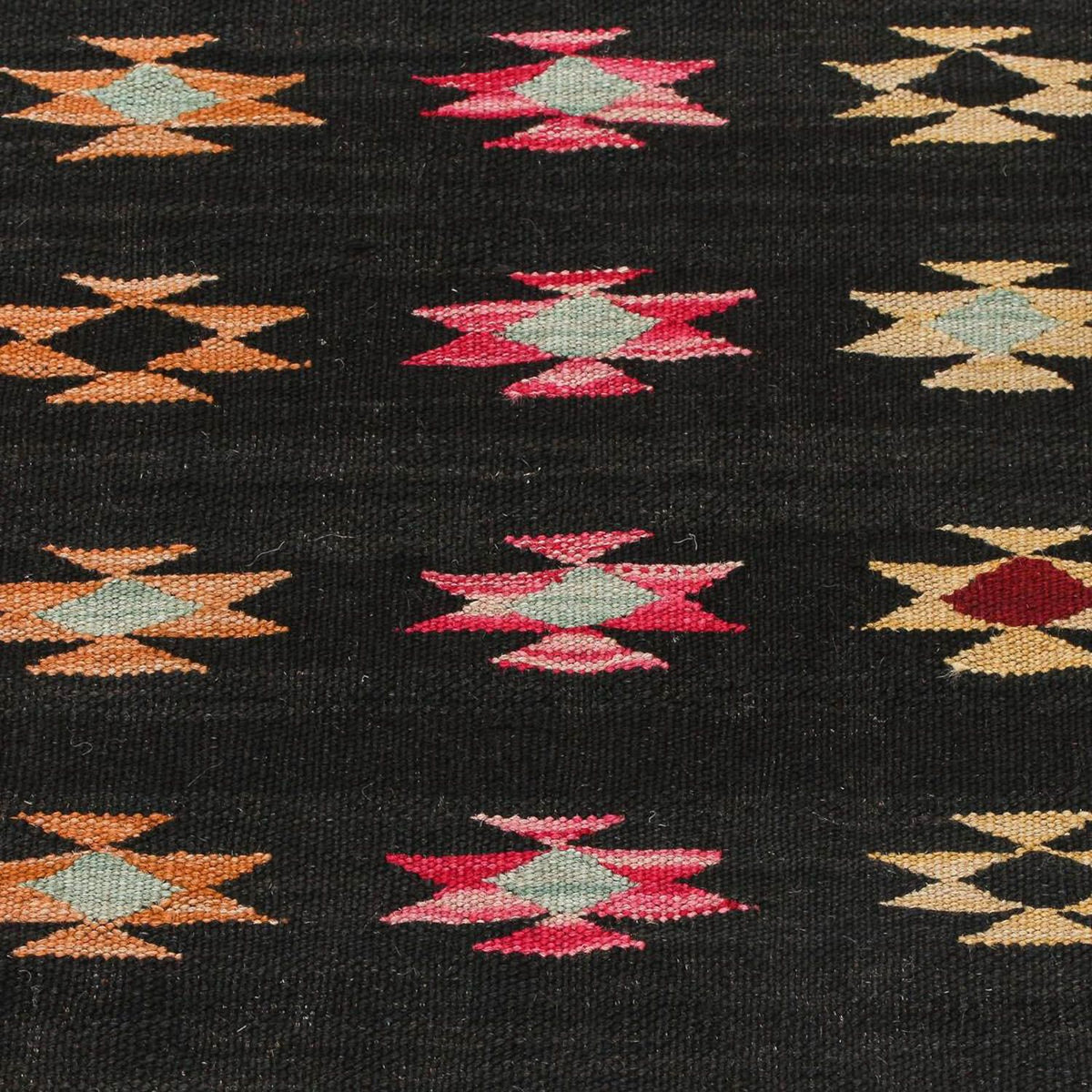 Runner Kelim Carpet - Splash - 195 x 85 cm - svart