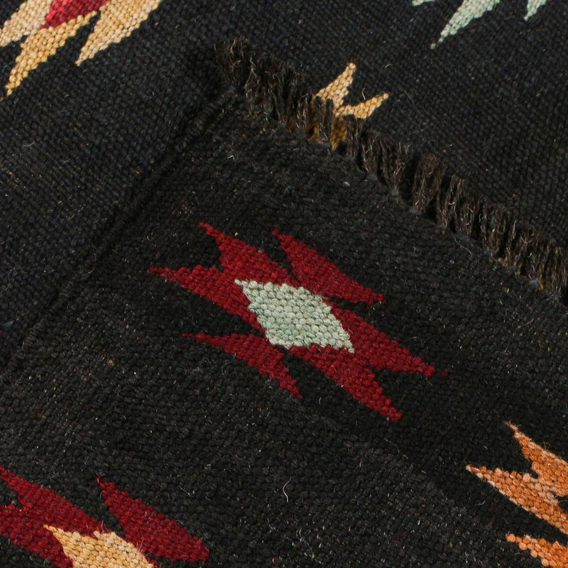 Runner Kelim Carpet - Splash - 195 x 85 cm - svart