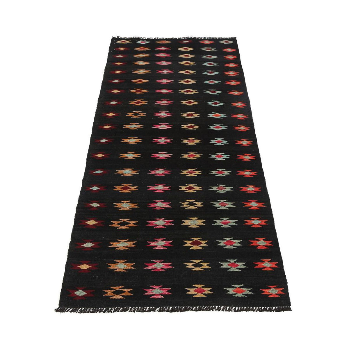 Runner Kelim Carpet - Splash - 195 x 85 cm - svart