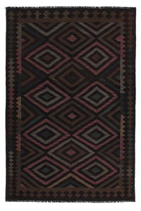 Kelim Carpet - Splash - 240 x 166 cm - svart