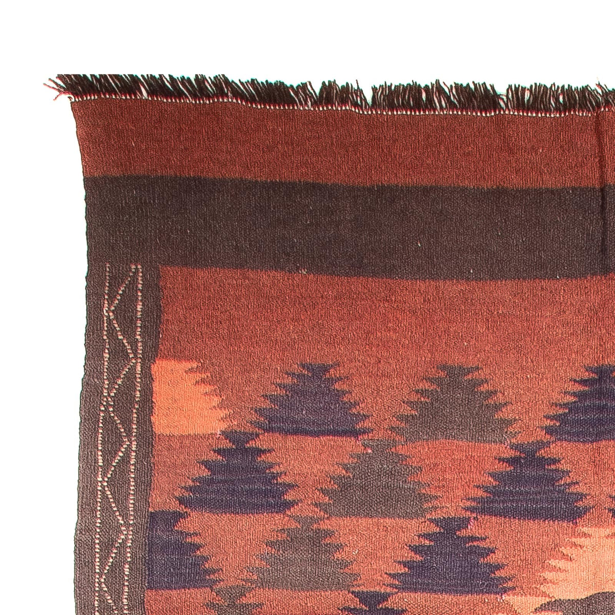 Runner Kelim-matta - gammal - 450 x 130 cm - brun