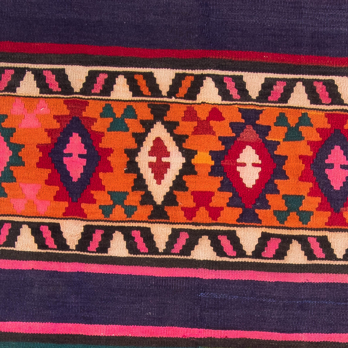 Runner Kelim-matta - gammal - 370 x 145 cm - flerfärgad