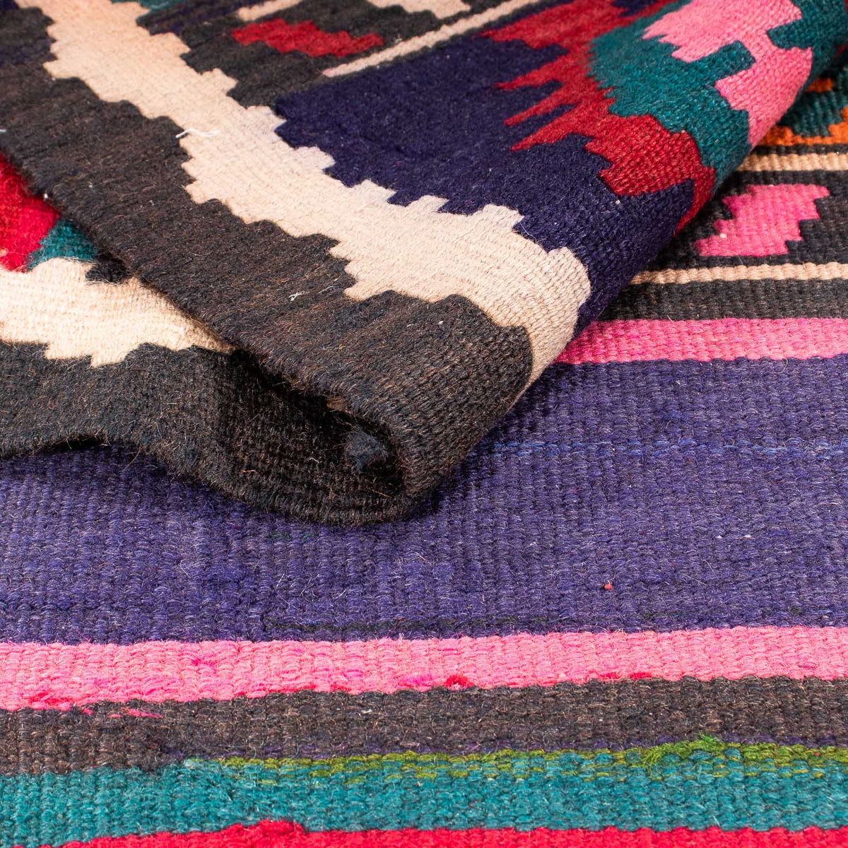 Runner Kelim-matta - gammal - 370 x 145 cm - flerfärgad