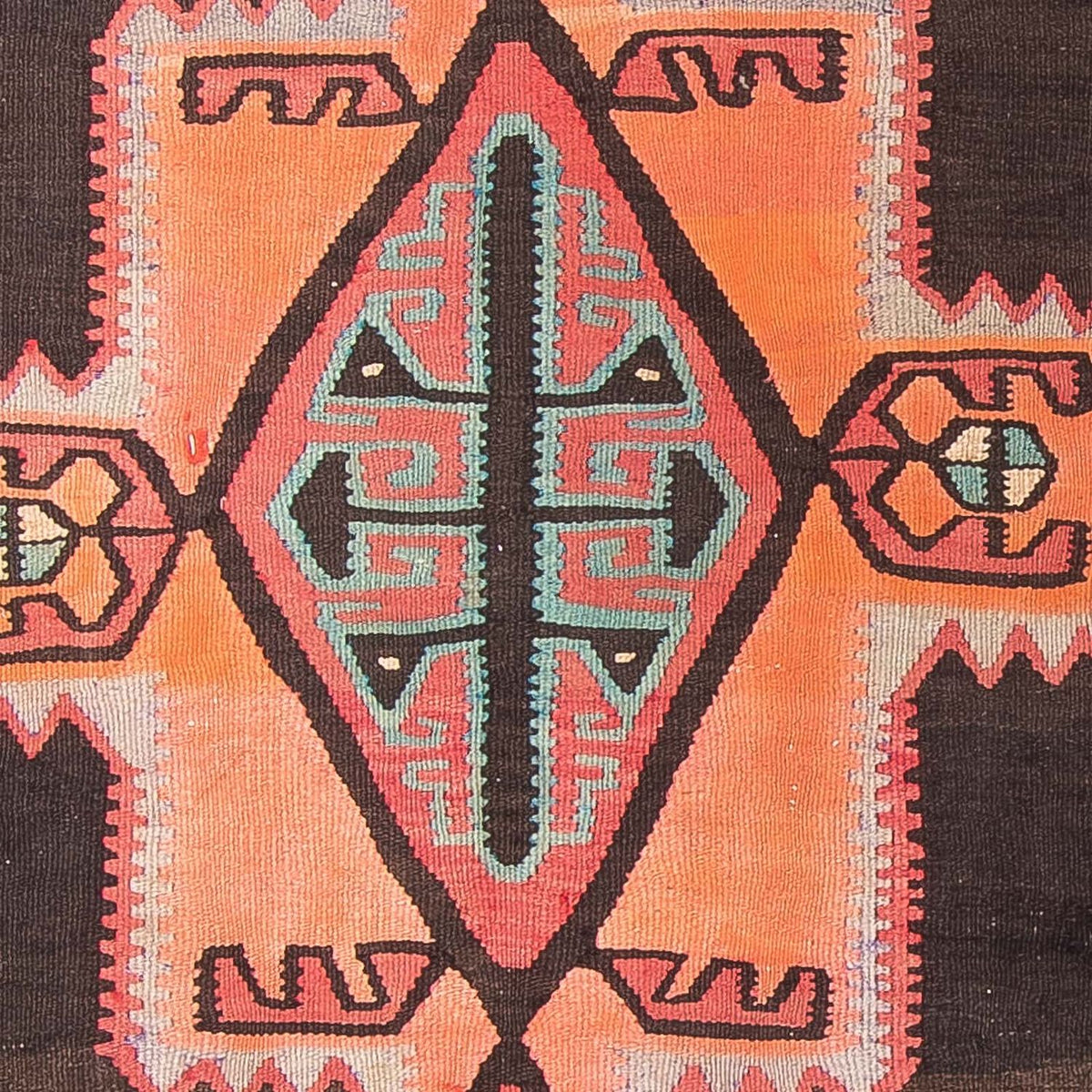 Runner Kelim-matta - gammal - 435 x 158 cm - mörkbrun