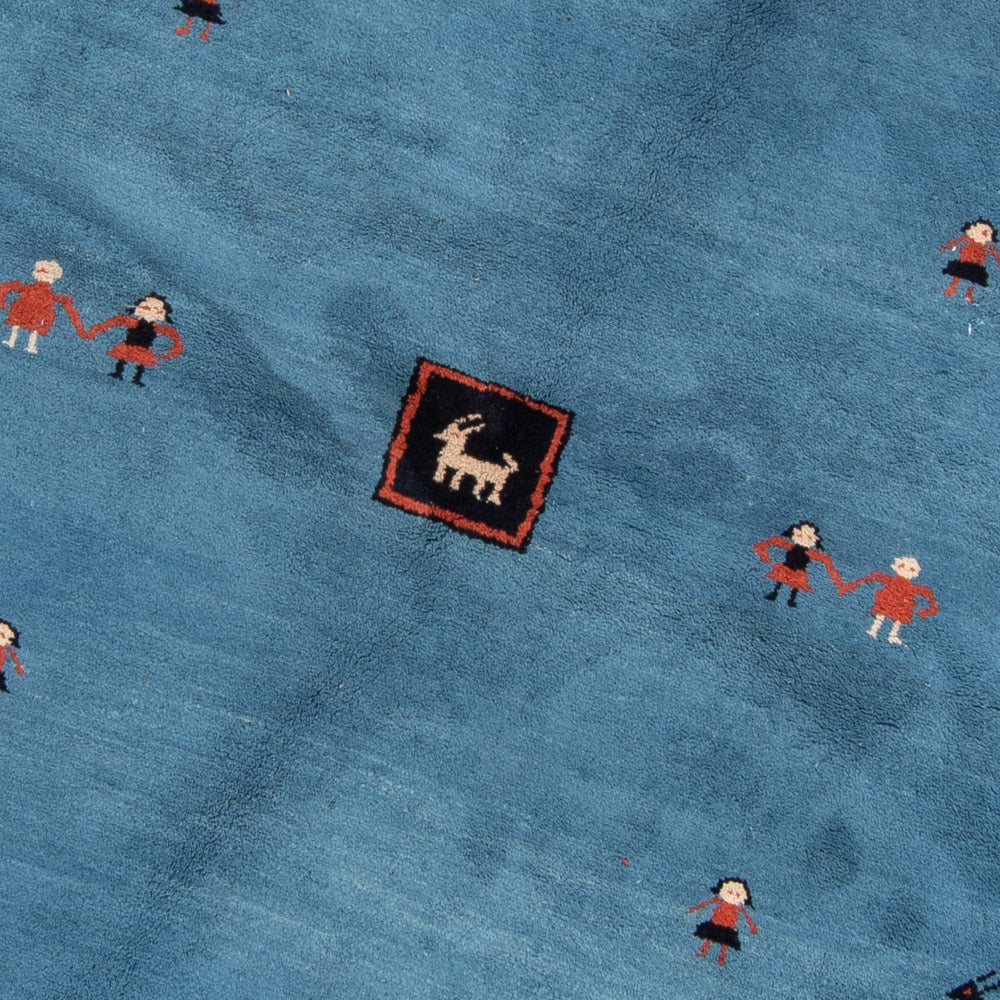 Gabbeh-matta - Indus runt  - 195 x 195 cm - blå