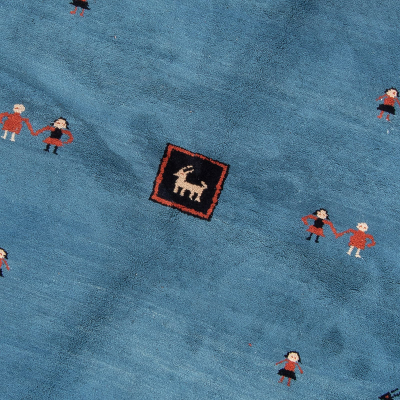 Gabbeh-matta - Indus runt  - 195 x 195 cm - blå