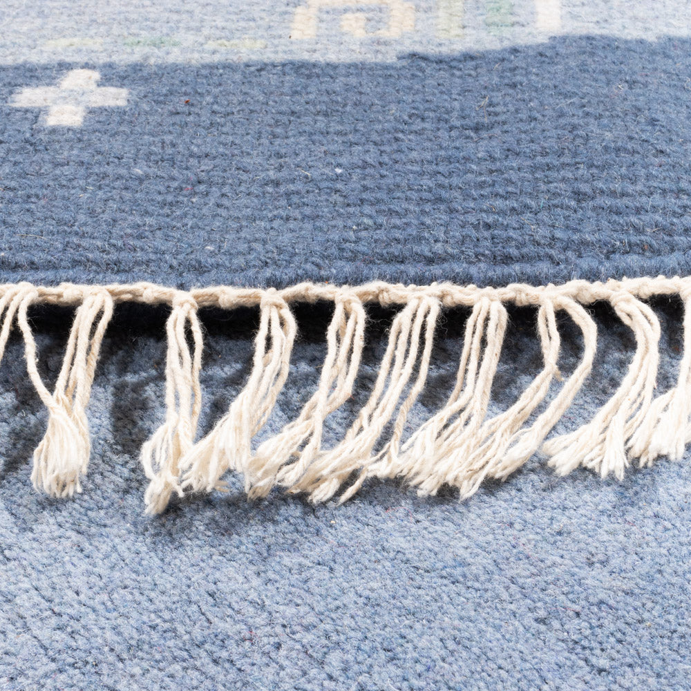 Nepal mattan runt  - 197 x 197 cm - blå