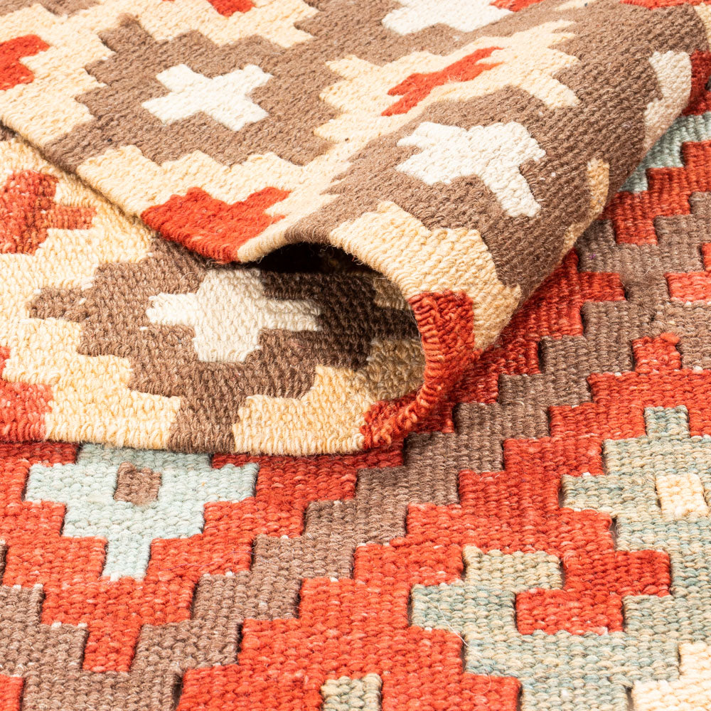 Runner Kelim Carpet - Splash - 203 x 110 cm - röd