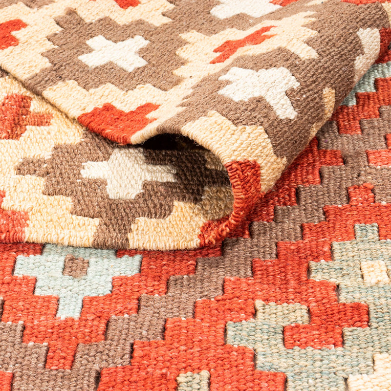 Runner Kelim Carpet - Splash - 203 x 110 cm - röd