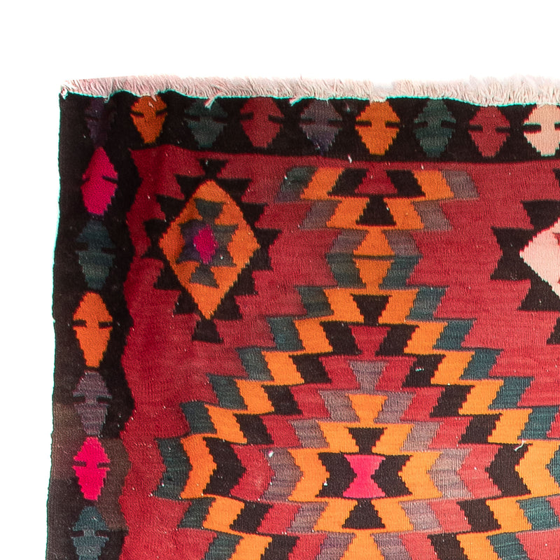 Runner Kelim-matta - gammal - 430 x 210 cm - röd