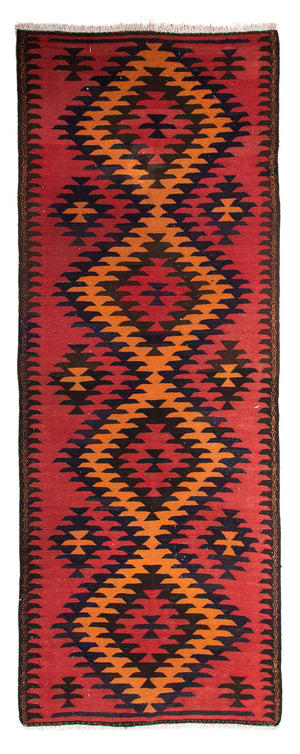 Runner Kelim-matta - gammal - 395 x 150 cm - flerfärgad