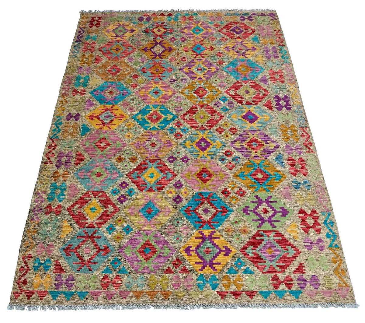 Kelim Carpet - Splash - 294 x 199 cm - flerfärgad