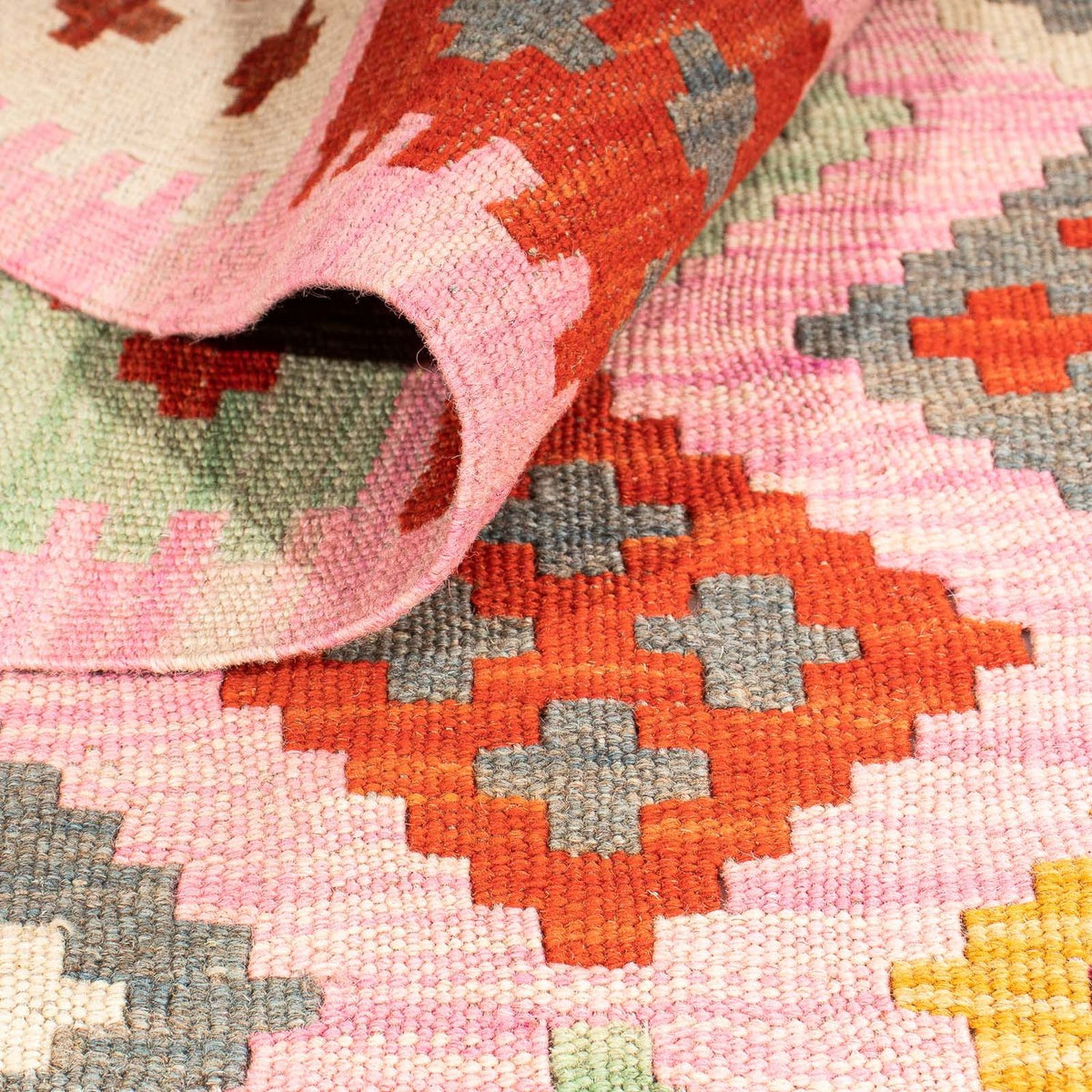 Kelim Carpet - Splash - 204 x 148 cm - rosa