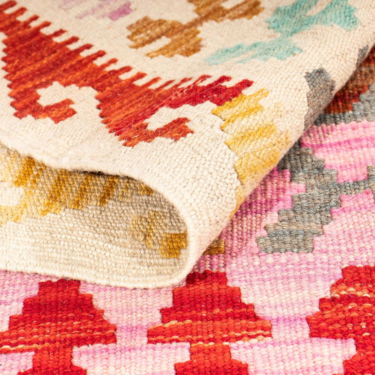 Kelim Carpet - Splash - 175 x 130 cm - rosa