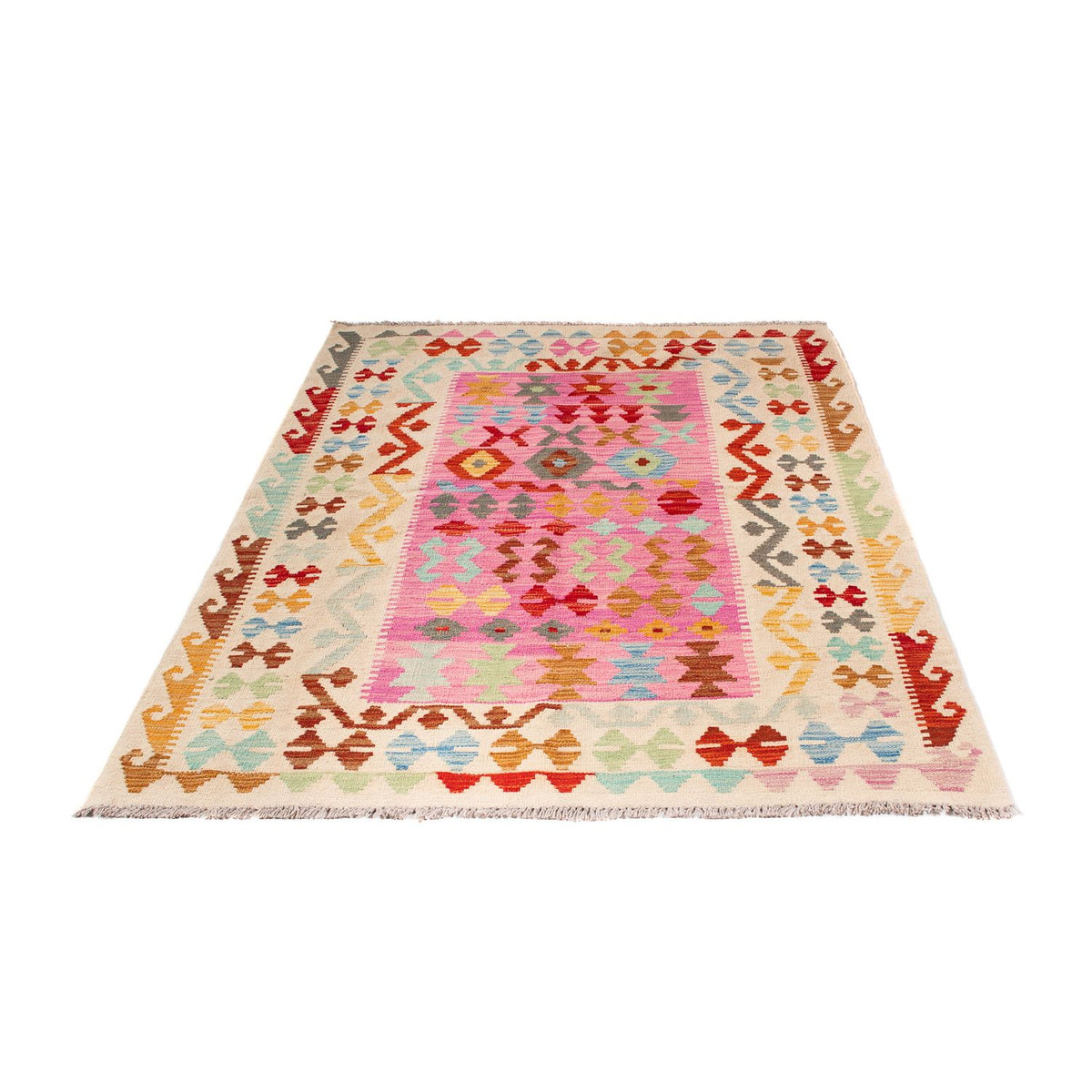 Kelim Carpet - Splash - 175 x 130 cm - rosa