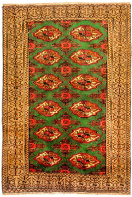Turkaman-matta - 143 x 102 cm - grön