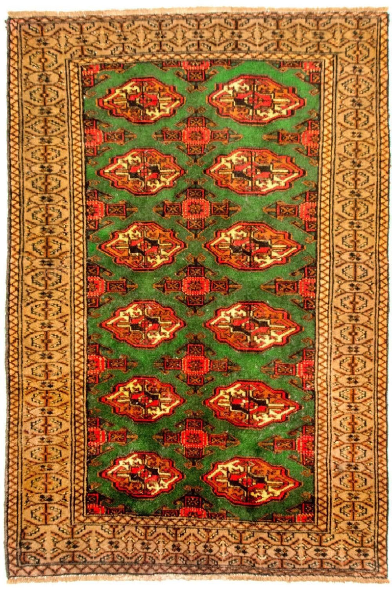 Turkaman-matta - 143 x 102 cm - grön