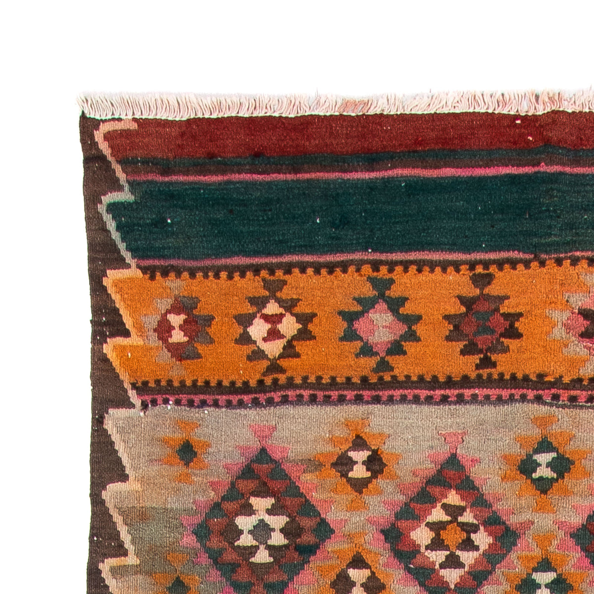 Runner Kelim-matta - gammal - 370 x 145 cm - flerfärgad