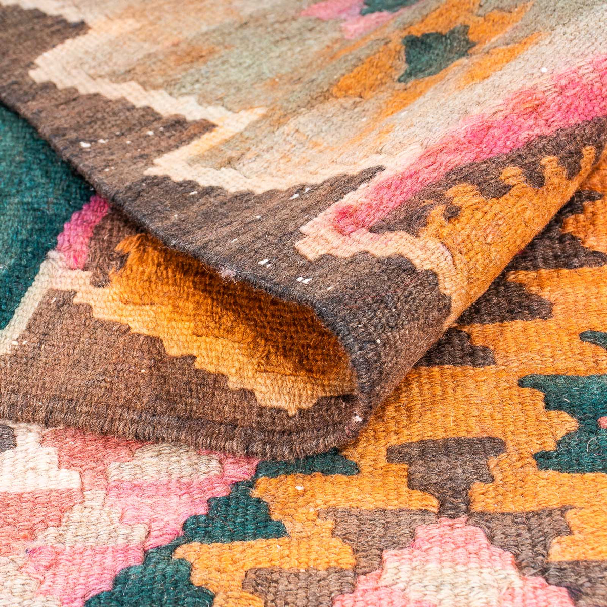 Runner Kelim-matta - gammal - 370 x 145 cm - flerfärgad