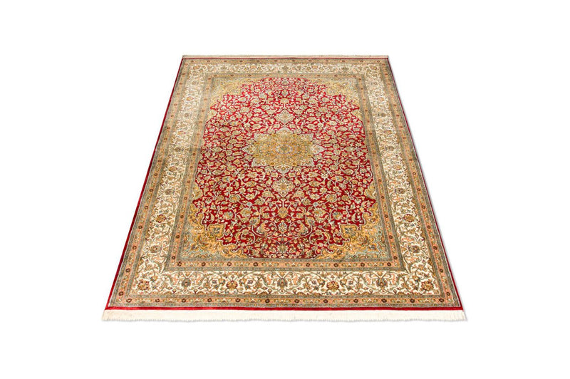 Sidenmatta - Kashmir Silk - 216 x 153 cm - röd