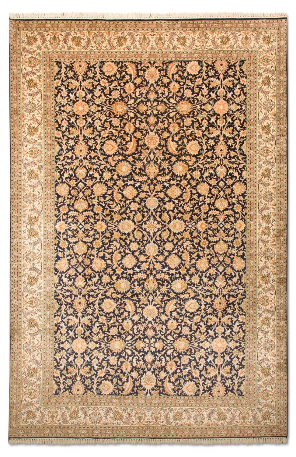 Sidenmatta - Kashmir Silk - 285 x 183 cm - mörkblå