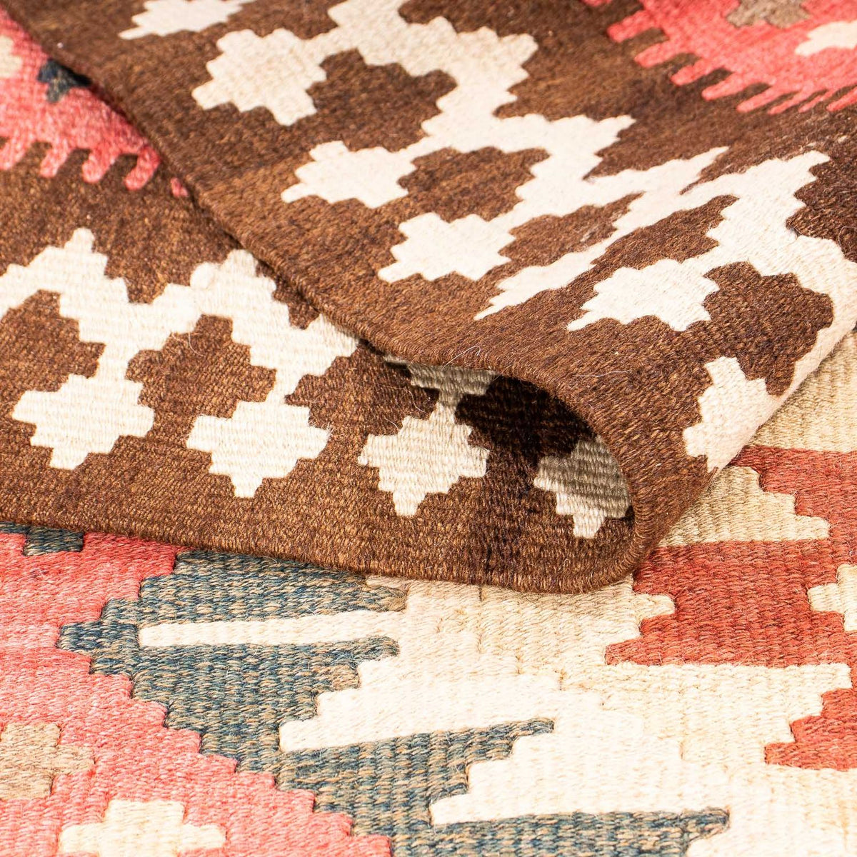 Runner Kelim-matta - gammal - 402 x 135 cm - flerfärgad