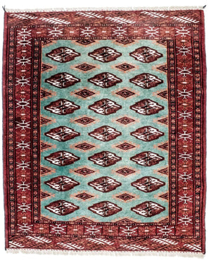 Turkaman-matta - 124 x 100 cm - turkos