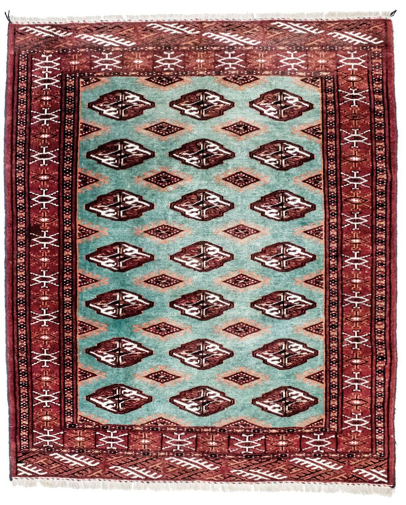 Turkaman-matta - 124 x 100 cm - turkos