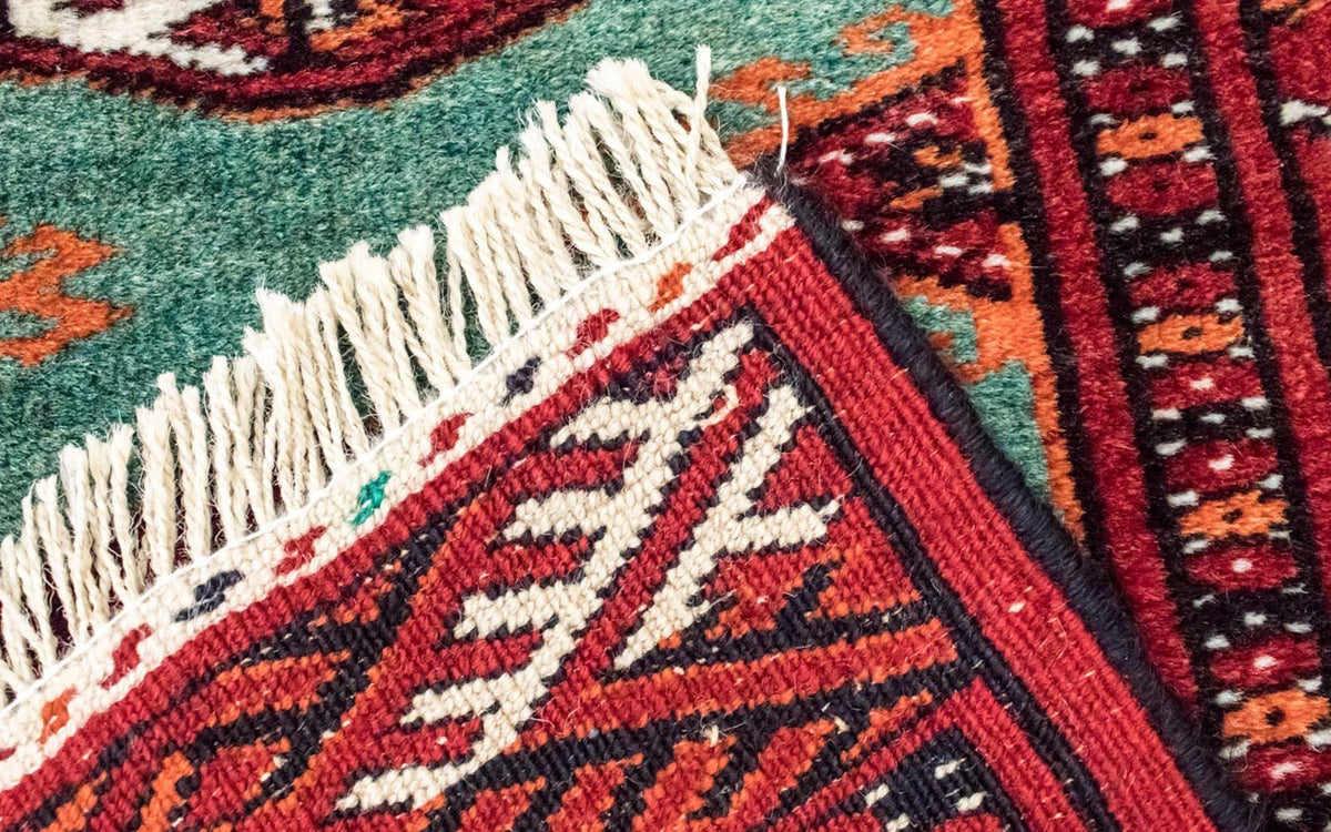 Turkaman-matta - 124 x 100 cm - turkos