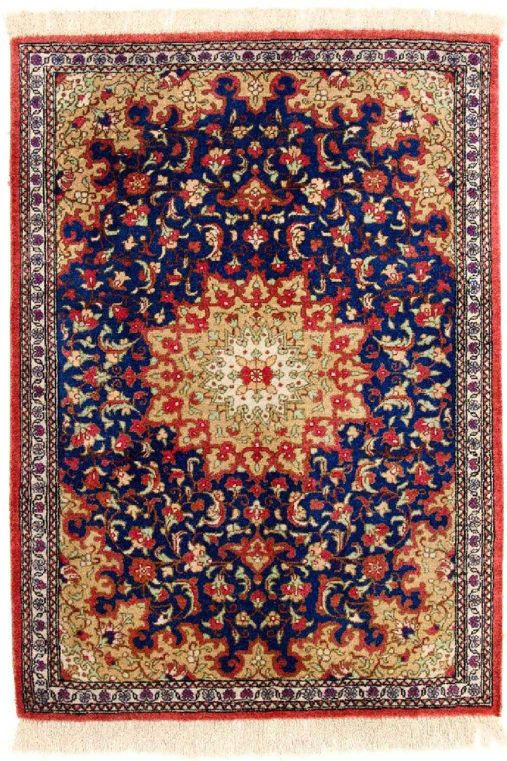 Silk Carpet - Ghom Silk - Premium - 75 x 56 cm - blå
