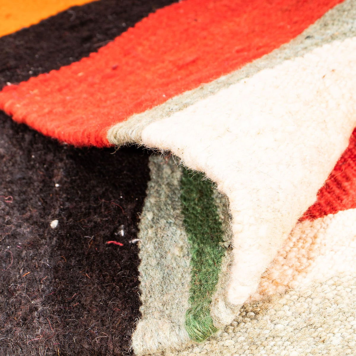 Kelim-matta - gammal kvadrat  - 190 x 180 cm - flerfärgad