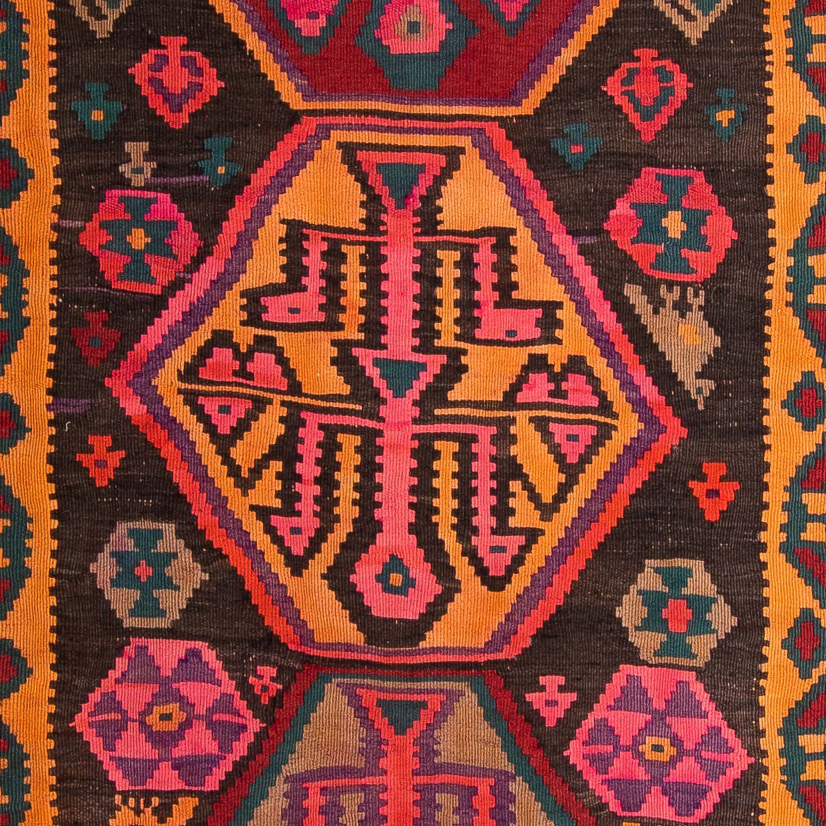 Runner Kelim-matta - gammal - 375 x 142 cm - flerfärgad