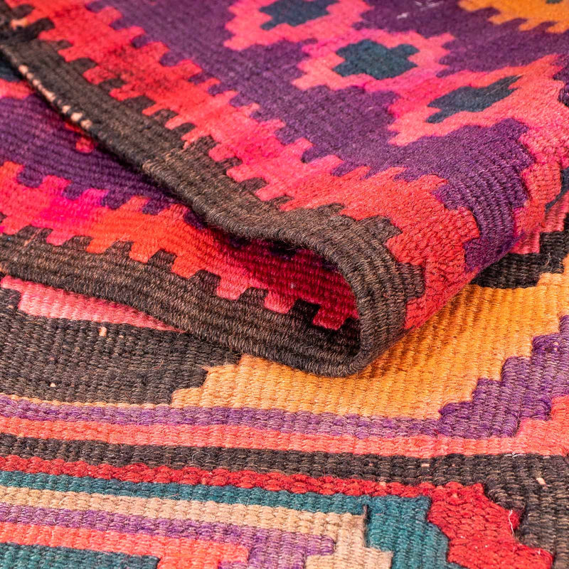 Runner Kelim-matta - gammal - 375 x 142 cm - flerfärgad