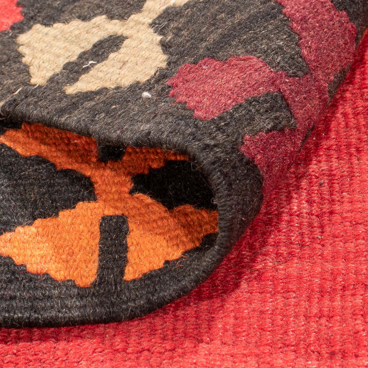 Runner Kelim-matta - gammal - 395 x 180 cm - röd