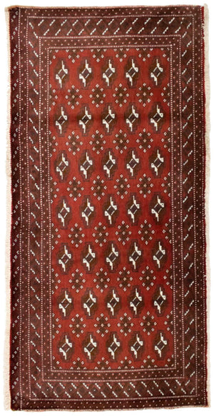 Turkaman-matta - 130 x 60 cm - röd