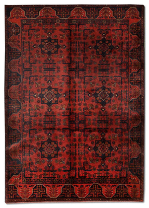 Afghansk matta - Kunduz - 186 x 122 cm - röd