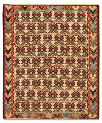 Kelim-matta - gammal - 143 x 119 cm - beige