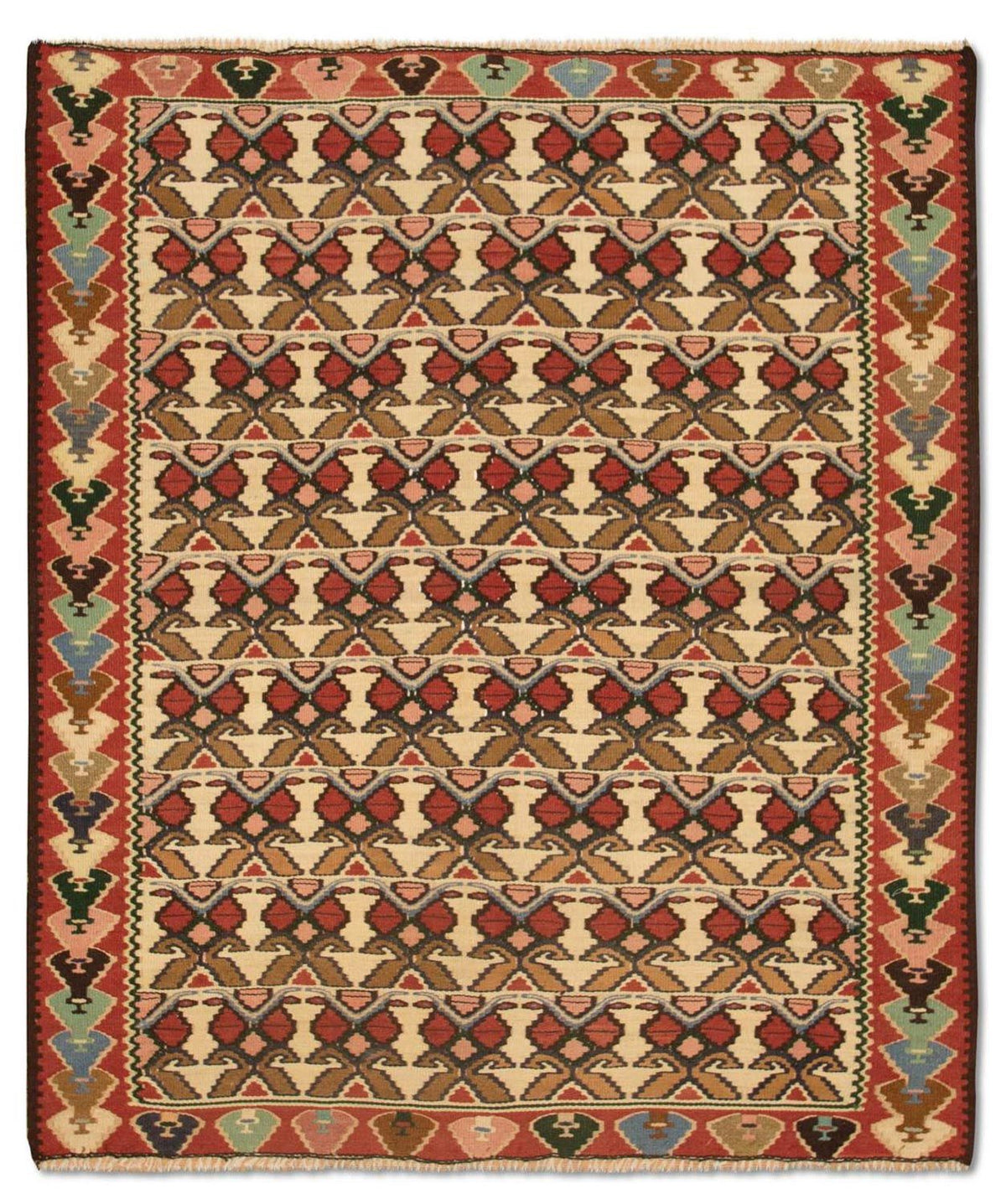 Kelim-matta - gammal - 143 x 119 cm - beige