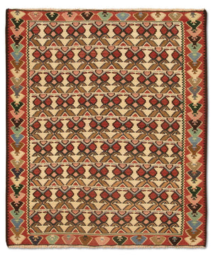 Kelim-matta - gammal - 143 x 119 cm - beige