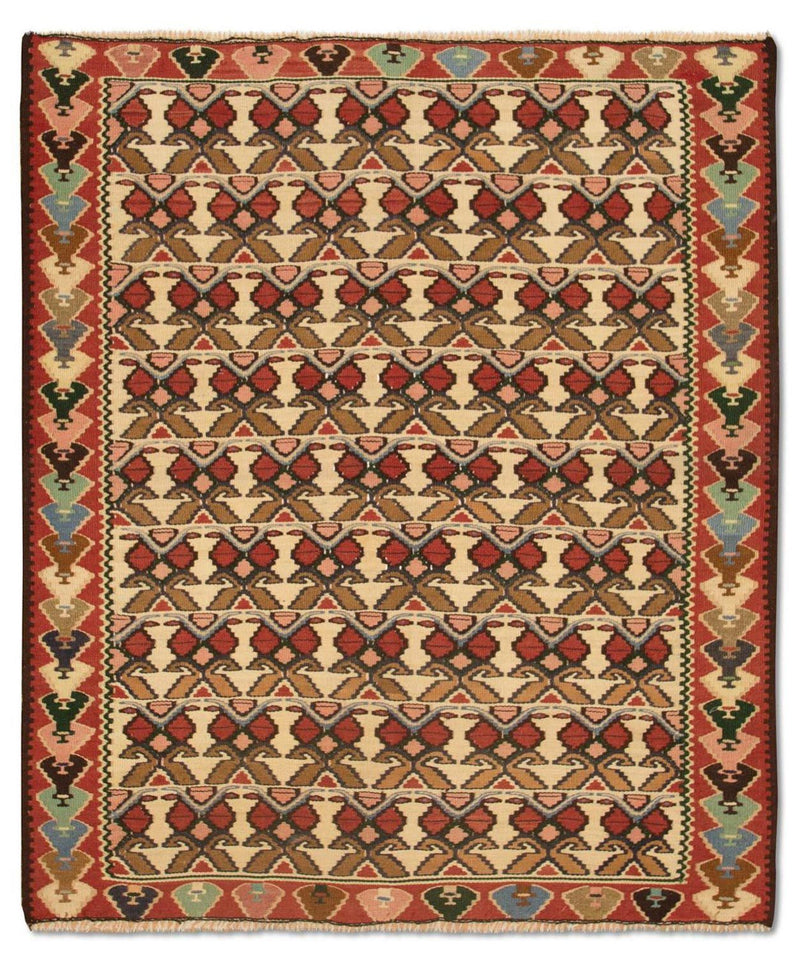 Kelim-matta - gammal - 143 x 119 cm - beige