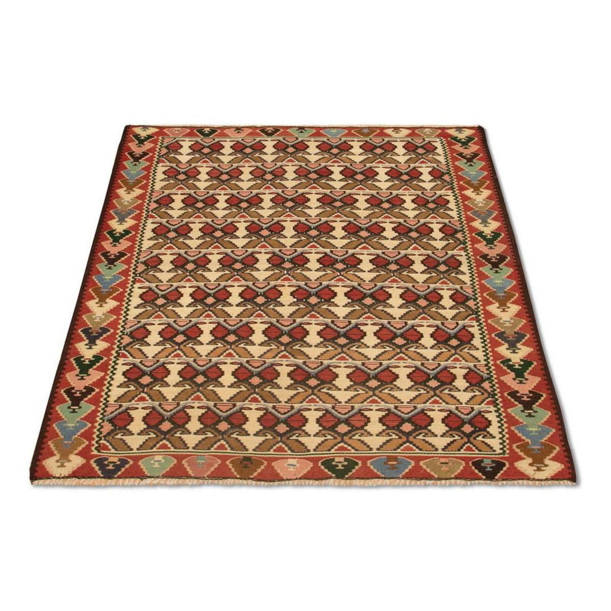 Kelim-matta - gammal - 143 x 119 cm - beige