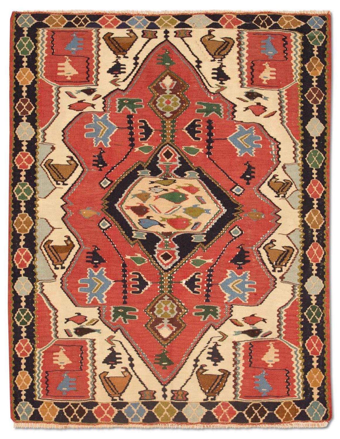 Kelim Carpet - orientalisk matta - 147 x 112 cm - röd