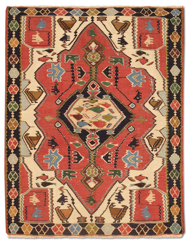 Kelim Carpet - orientalisk matta - 147 x 112 cm - röd