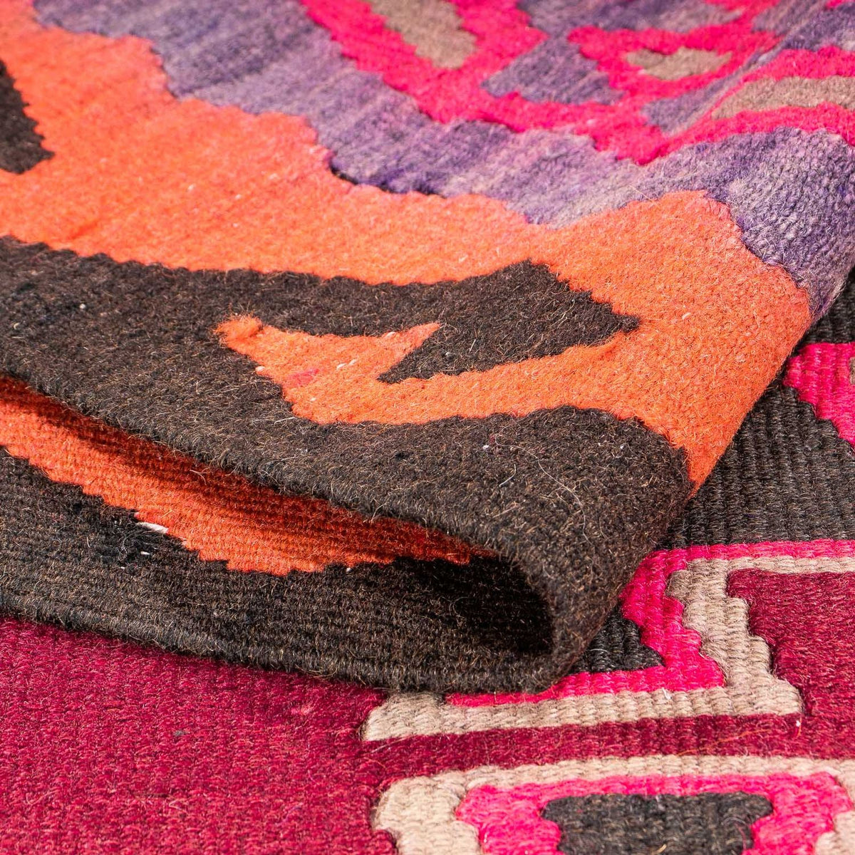 Runner Kelim-matta - gammal - 390 x 141 cm - flerfärgad